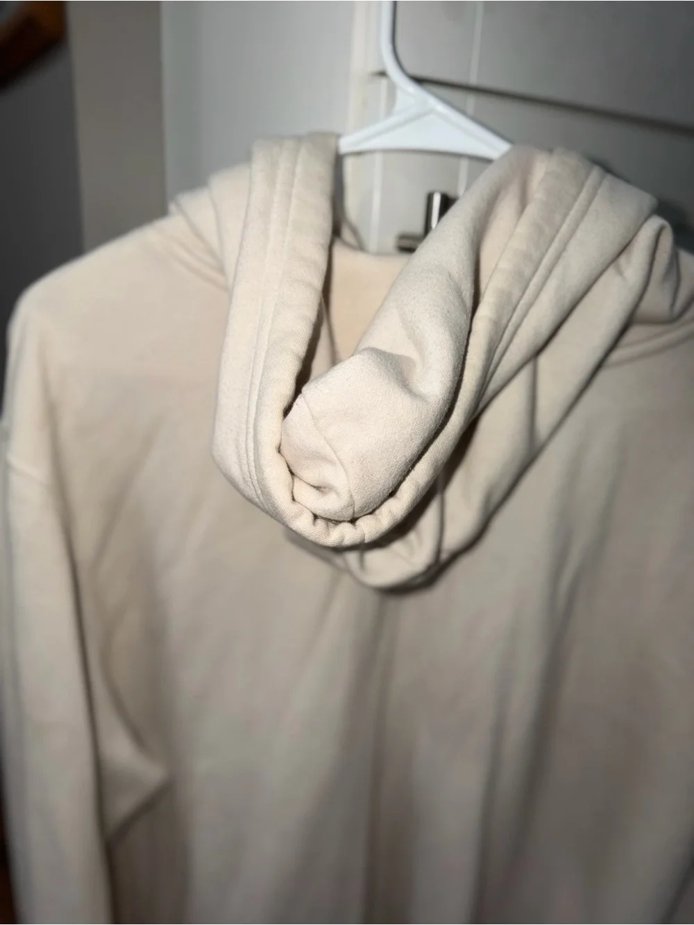 The North Face Men's Cream Crewneck Hoodie with Camo Logo